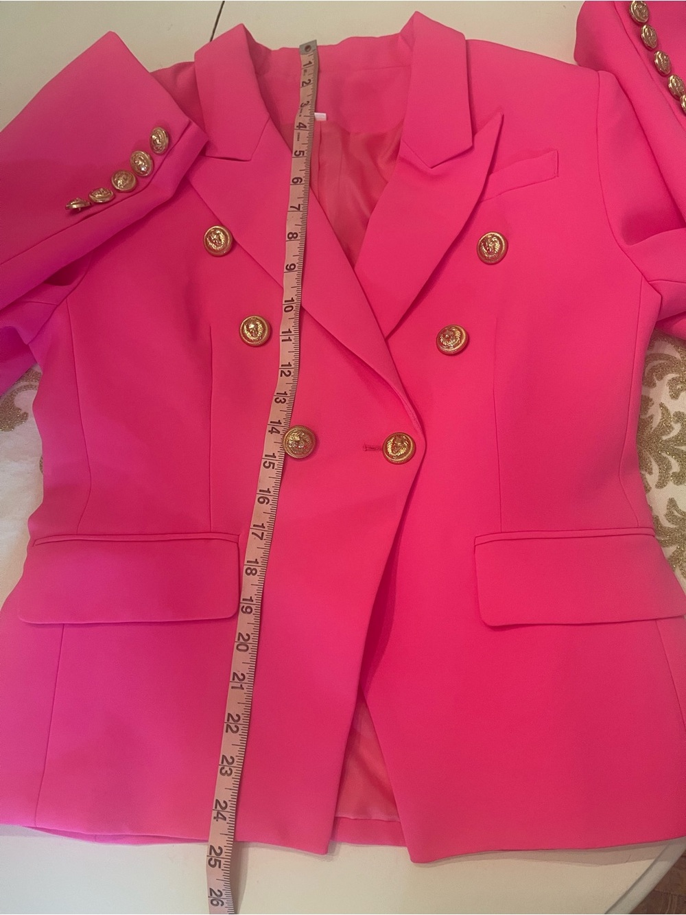 Tailored Double-Breasted Hot Pink Blazer Jacket - Picture 10 of 10